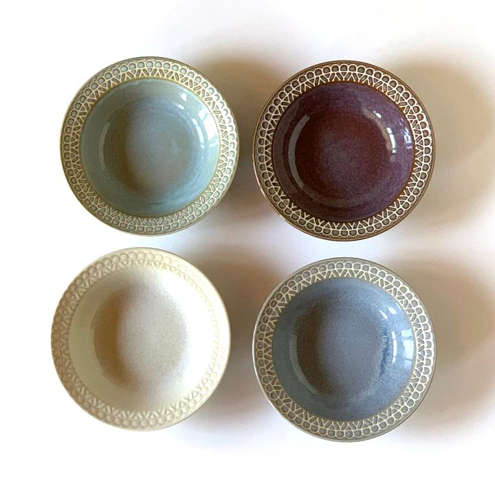 レース柄 シリアルボウル 17cm 4color スープ皿 深皿 フルーツ鉢 食器