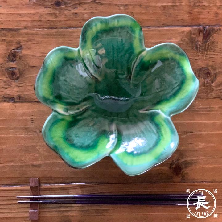 緑釉紅葉型向付8客 新品未使用 緑釉紅葉型向