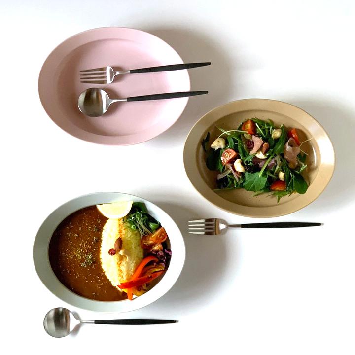 食器 和食器 カレー皿 おしゃれ お皿 日本製 すくいやすいカレー皿（3枚セット）単品より お買い得 ベージュマット ピンクマット グレーマット｜long-greenlabel｜04