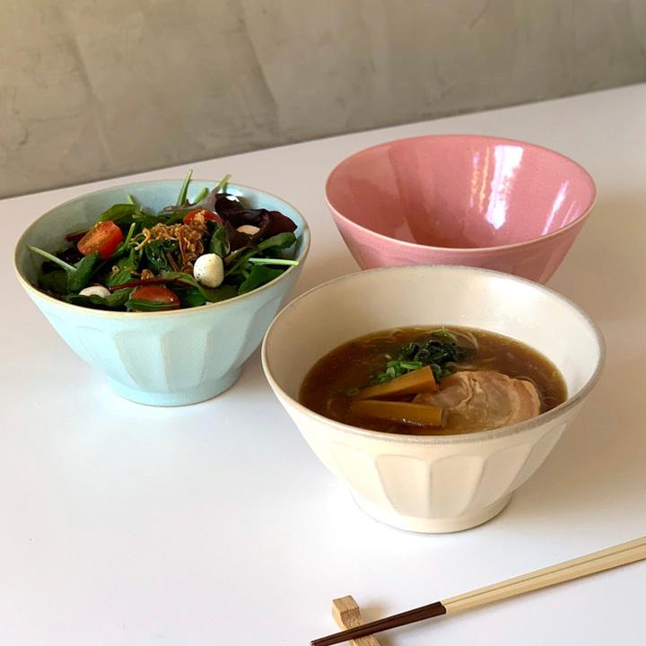 贅沢屋の どんぶり フルート 3color アイボリー ピンク ターコイズ 茶碗 おしゃれ 茶わん 可愛い ラーメン鉢 うどん そば 丼 新生活 おうちごはん ボウル Aynaelda Com