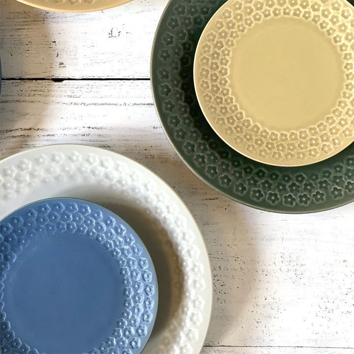   お皿セット　飾り皿　4枚 印花 プレート 25cm 丸皿 (4色セット） パスタ皿 サラダ皿 お皿