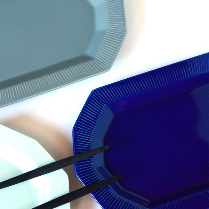 十角形しのぎ彫り 長角皿 焼き物皿 全8カラー 食器 おしゃれ お皿 長皿