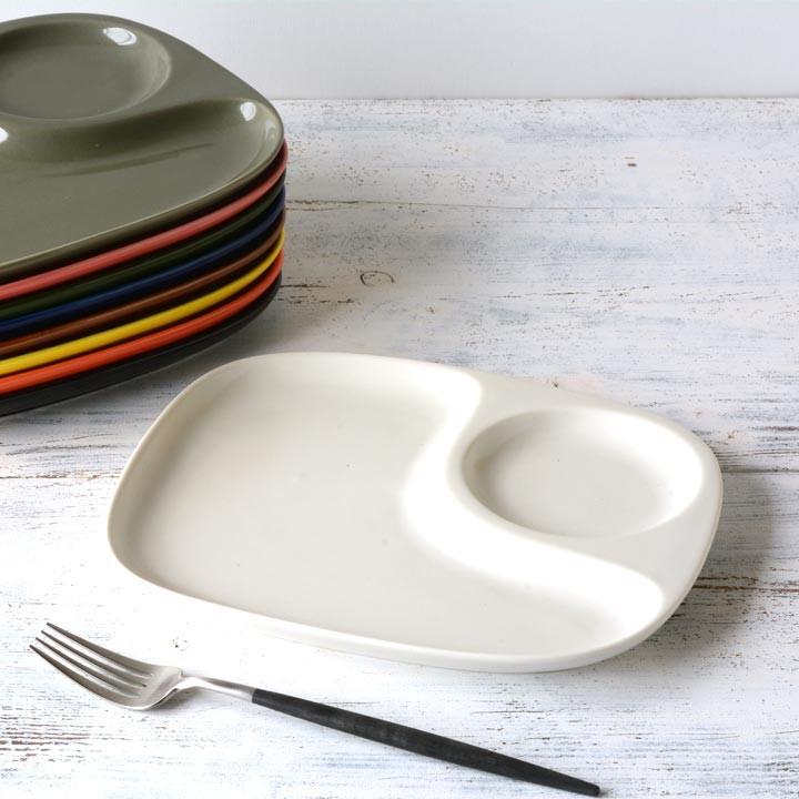 二つ仕切り ランチプレート 23cm 全9color 取り皿 おしゃれ お皿 皿 食器 プレート 陶器 美濃焼 可愛い 北欧 日本製 おうちごはん R8 窯元ロングアイランド 通販 Yahoo ショッピング