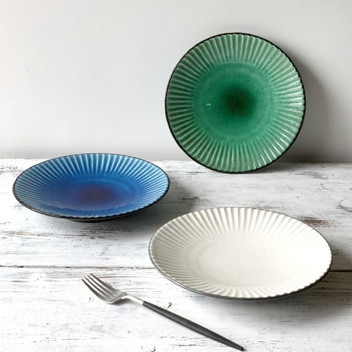 パスタ皿 カレー皿 サラダ皿 おしゃれ しのぎ お皿 和食器 プレート パン皿 しのぎ彫り 丸盛皿 3color 日本製 おうちごはん R95 窯元ロングアイランド 通販 Yahoo ショッピング