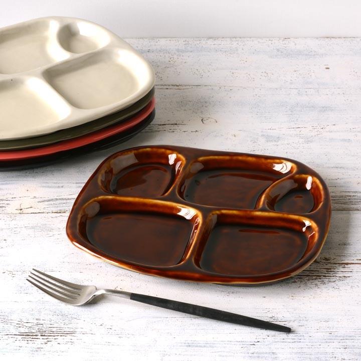 五つ仕切り ランチプレート 22cm 全9color 取り皿 おしゃれ お皿 皿 食器 プレート 陶器 美濃焼 可愛い 北欧 日本製 おうちごはん R9 窯元ロングアイランド 通販 Yahoo ショッピング