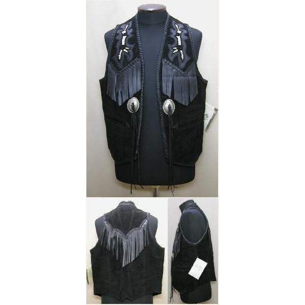 [即日発送] Scully 755 フリンジウエスタンレザーベスト ブラック 36/40/42inc 【TM2678529641】(14423円)