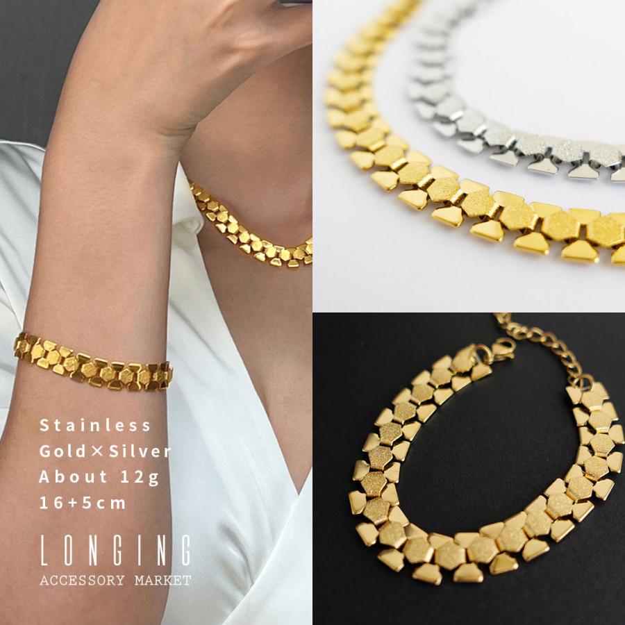 ブレスレット ステンレス レディース ゴールド シルバー チェーン 16+5cm 18Kコーティング 金属アレルギー対応 Stainless | 