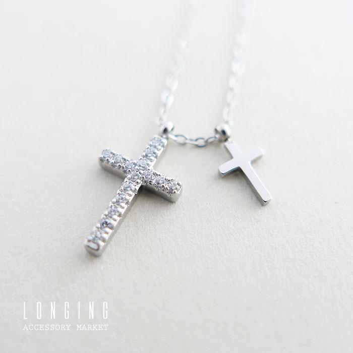 ネックレス ステンレス レディース 十字架 クロス シルバー 金属