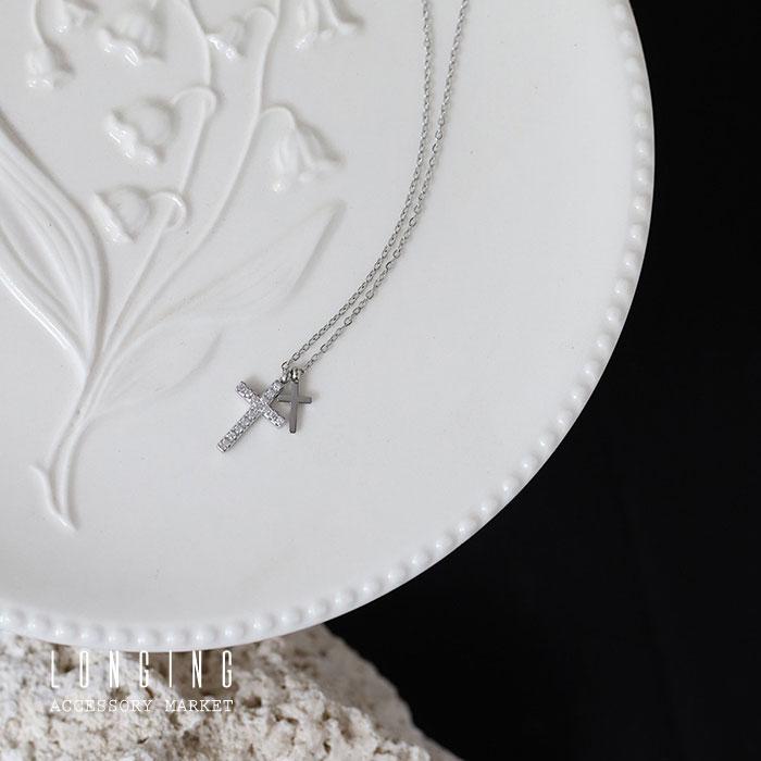 ネックレス ステンレス レディース 十字架 クロス シルバー 金属