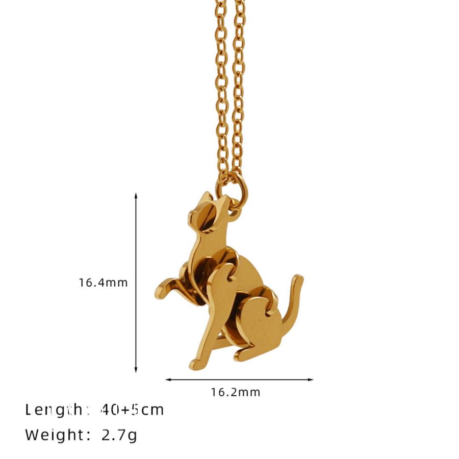 ネックレス ステンレス レディース 犬 dog 猫 cat ゴールド 40+5cm 18K