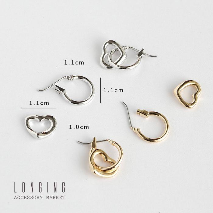 ピアス レディース ゴールド シルバー ハート プラチナコーティング ゴールドコーティング 2WAY |  | 01