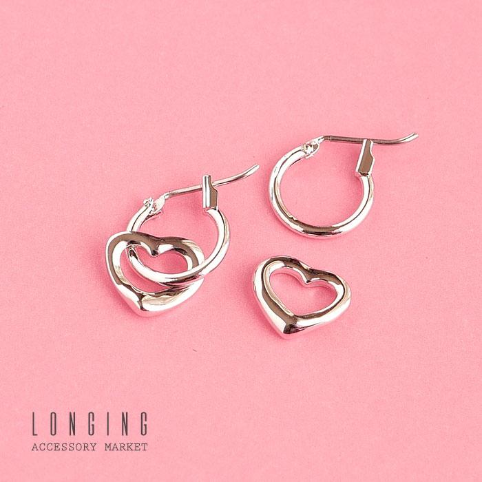 ピアス レディース ゴールド シルバー ハート プラチナコーティング ゴールドコーティング 2WAY |  | 02