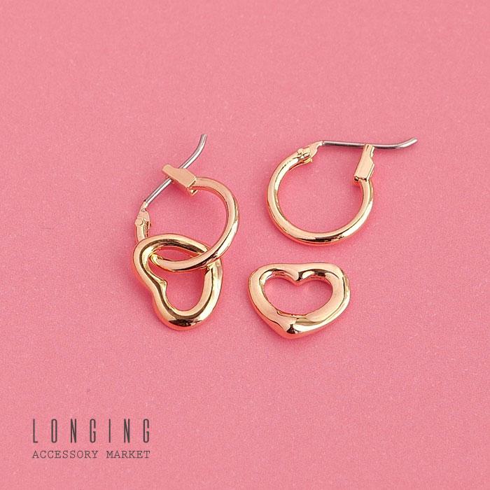 ピアス レディース ゴールド シルバー ハート プラチナコーティング ゴールドコーティング 2WAY |  | 03