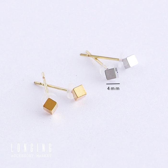 ピアス K18 18金 レディース 日本製 シンプル 小さい 小さめ 極小 キューブ ゴールド シルバー 金属アレルギー対応 |  | 01