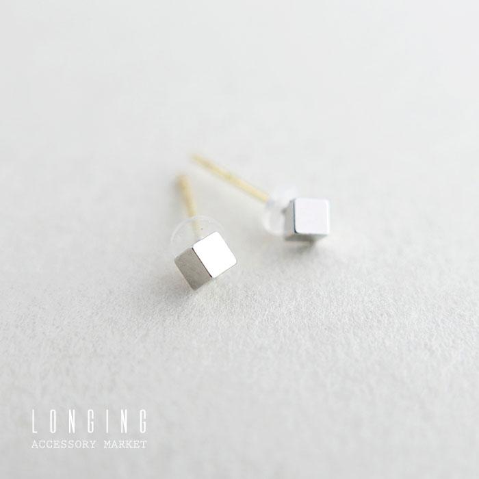 ピアス K18 18金 レディース 日本製 シンプル 小さい 小さめ 極小 キューブ ゴールド シルバー 金属アレルギー対応 |  | 04