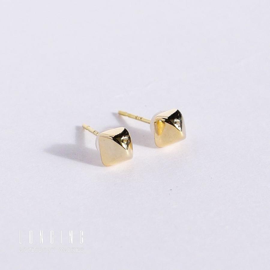 ピアス K18 18金 レディース 日本製 シンプル 小さい 小さめ ゴールド シルバー スクエア スタッドピアス 金属アレルギー対応 |  | 01