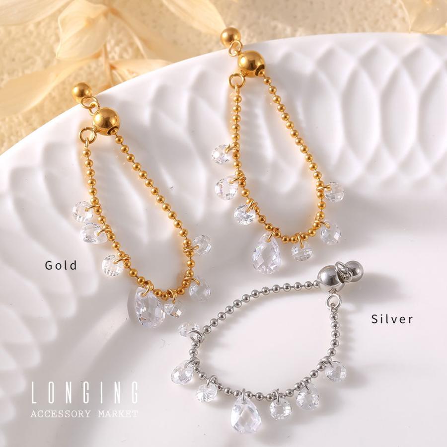 リング 指輪 ステンレス レディース クリスタル 揺れる ゴールド シルバー 18Kコーティング 金属アレルギー対応 Stainless ステンレス製リング |  | 01