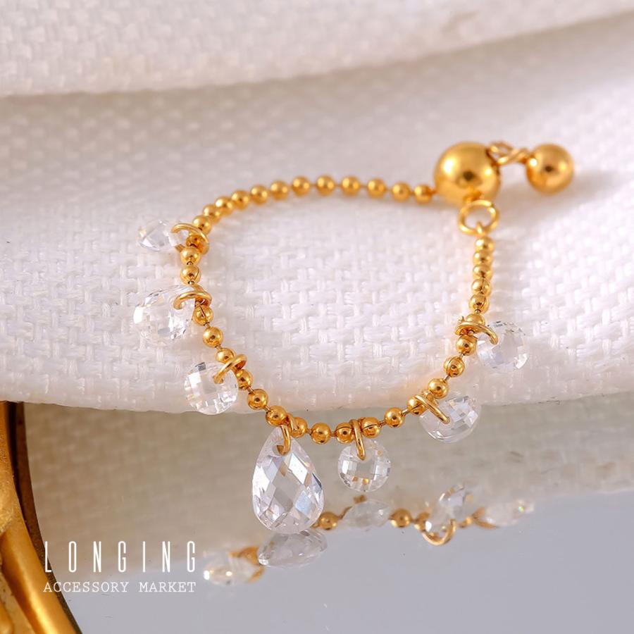 リング 指輪 ステンレス レディース クリスタル 揺れる ゴールド シルバー 18Kコーティング 金属アレルギー対応 Stainless ステンレス製リング |  | 03