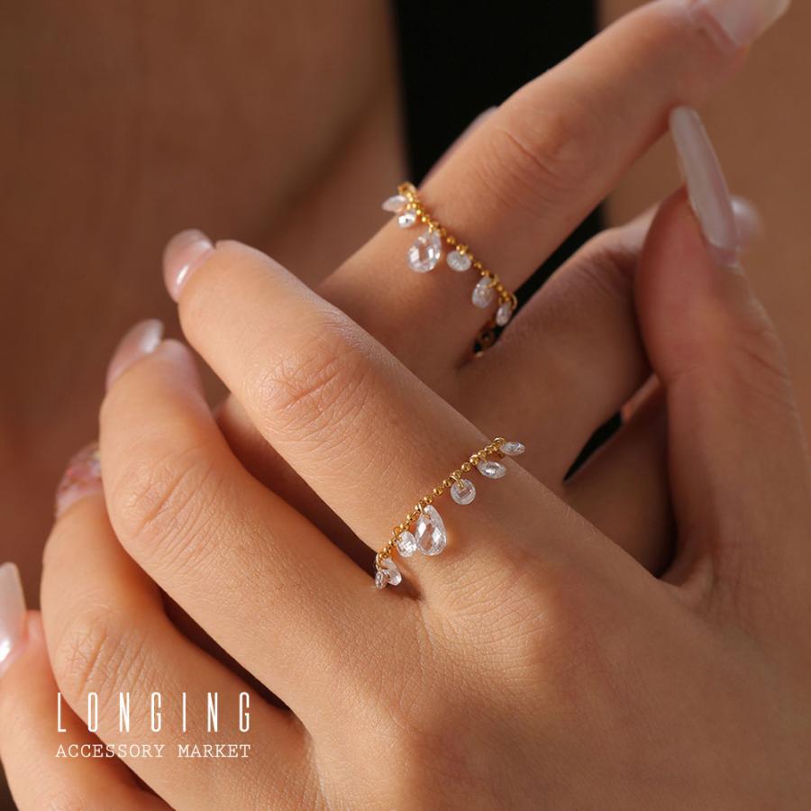 リング 指輪 ステンレス レディース クリスタル 揺れる ゴールド シルバー 18Kコーティング 金属アレルギー対応 Stainless ステンレス製リング |  | 06