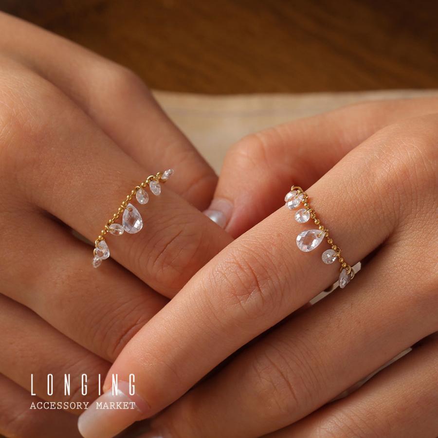 リング 指輪 ステンレス レディース クリスタル 揺れる ゴールド シルバー 18Kコーティング 金属アレルギー対応 Stainless ステンレス製リング |  | 07