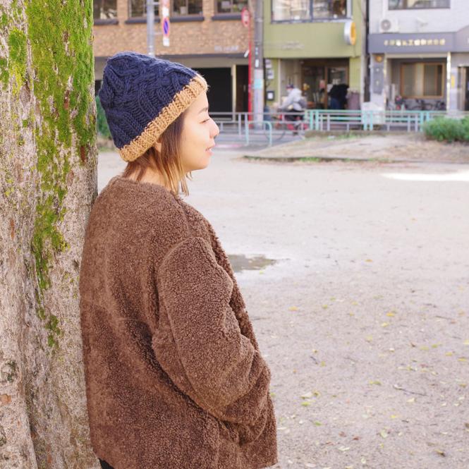ニット帽 レディース メンズ ニットキャップ ビーニー 冬 ウール 暖かい 毛糸 ニット 手編み 茶色 紺色 生成り 白 オモイニット Omoi Knit Omi 0011 Longpshoe 通販 Yahoo ショッピング