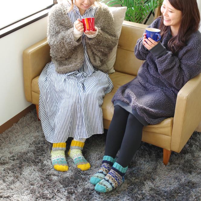 OMOI KNIT 室内用 ルームソックス ニット レディース 冬 毛糸 靴下