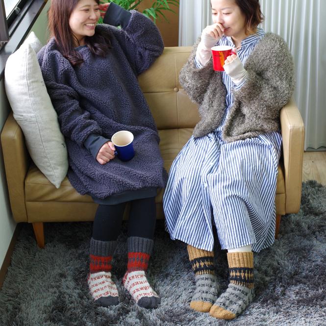 OMOI KNIT 室内用 ルームソックス レディース 冬 毛糸 靴下 ウール