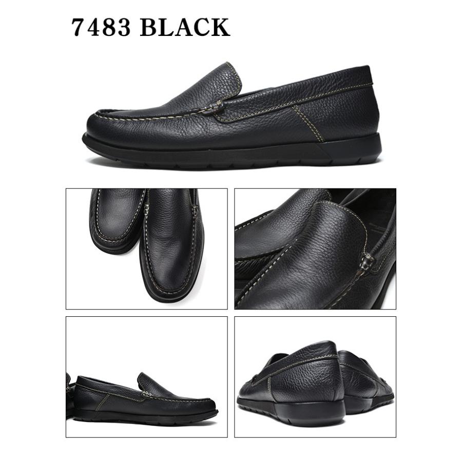 スリッポン ローファー メンズ 本革 シュリンクレザー 黒 茶色 軽量|longpshoe|03