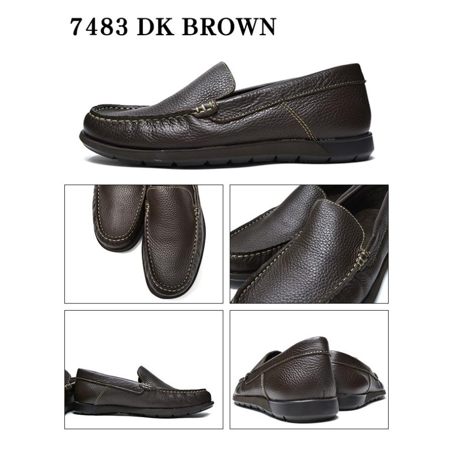 スリッポン ローファー メンズ 本革 シュリンクレザー 黒 茶色 軽量|longpshoe|04