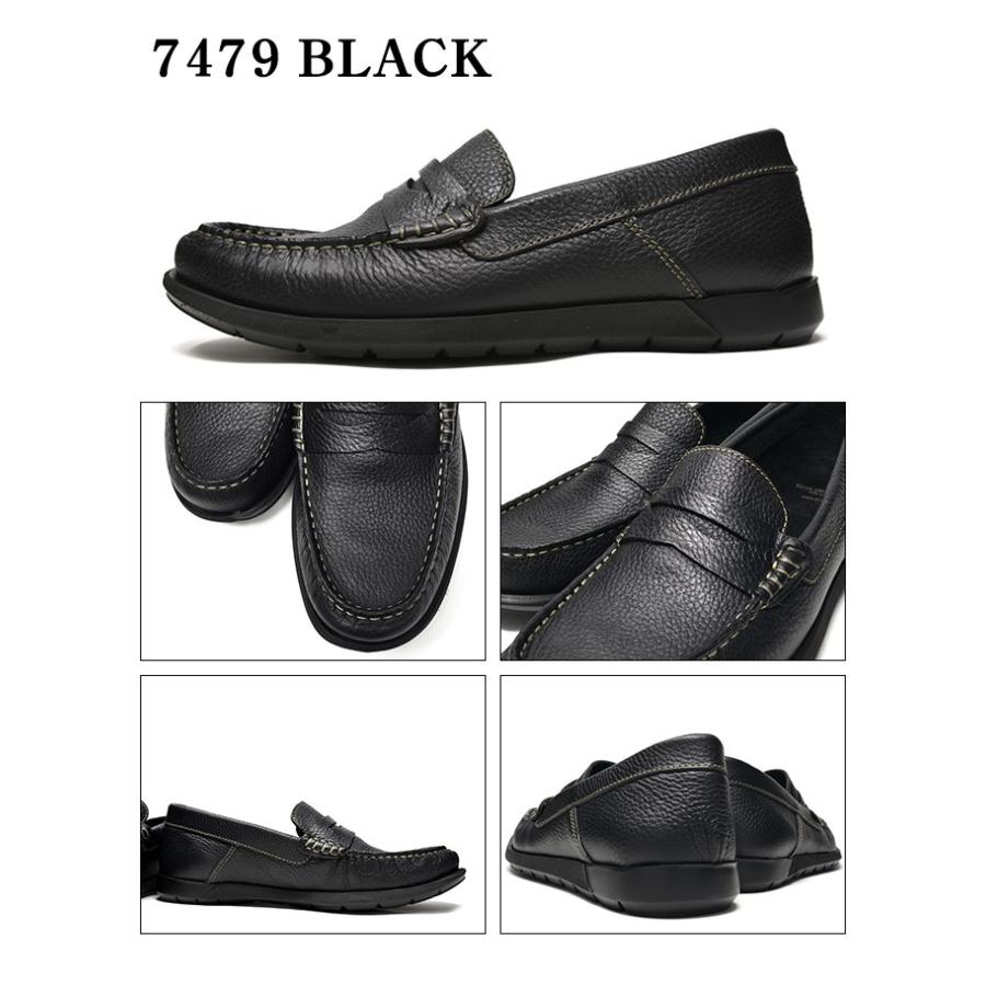 スリッポン ローファー メンズ 本革 シュリンクレザー 黒 茶色 軽量|longpshoe|05