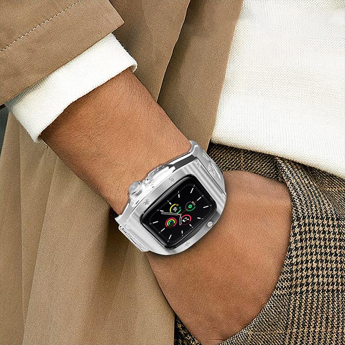 ＼2025年新登場／Apple Watch メタルバンパーケース オールインワンバンド ベルト一体型 一体型 バンド 45MM 44MM 44 45 mm アップル アップルウォッチ ベルトの画像