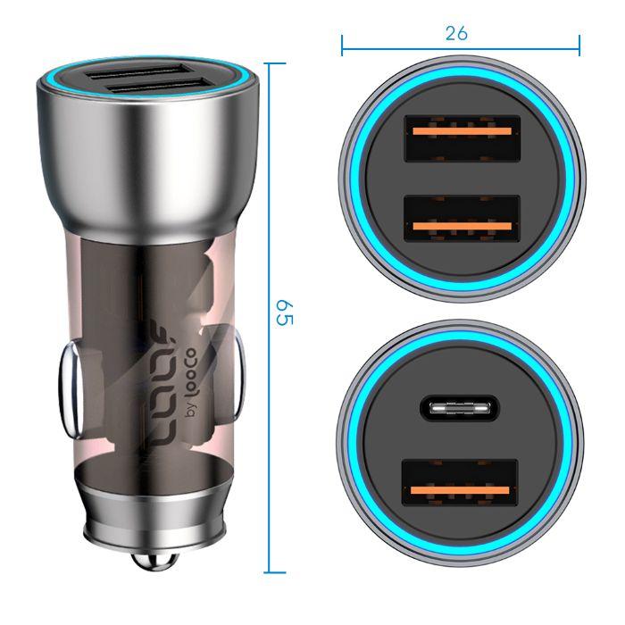 LooCo カーチャージャー 急速 高速 充電 USB-A Type-C 2USBポート 2