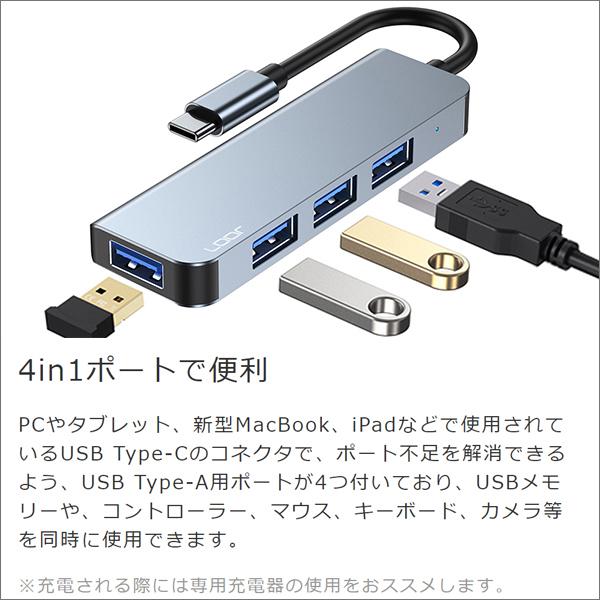 LOOF USB Type-C 4in1 ハブ TypeC コネクタ タイプC USBハブ 4ポート USB Type-A 高速転送 USB3.0 変換アダプタ Type C to A USB C A 薄型 小型 コンパクト PC|looco-shop|02