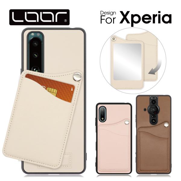 Xperia 1V PRO I AceII 1III 5II ケース 背面 5 1 V  ace II スマホケース カバー ミラー 鏡 カード｜looco-shop