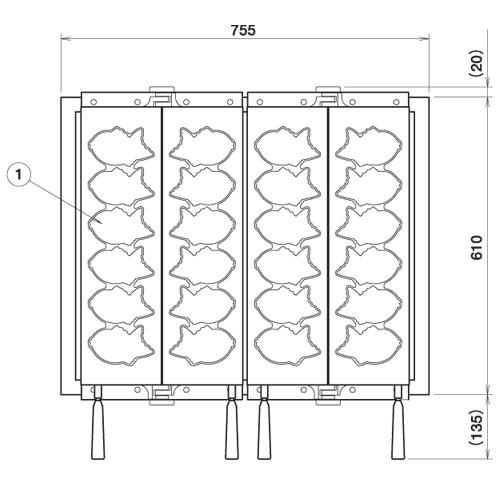 たい焼き器 電気 幅755×奥行610×高さ330mm 電気たい焼き器 たい焼き