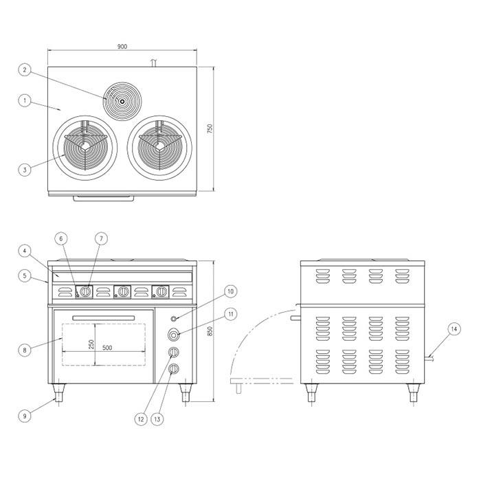送料無料　電気レンジ　OKRO-150PB　厨房用　焼料理　電気式