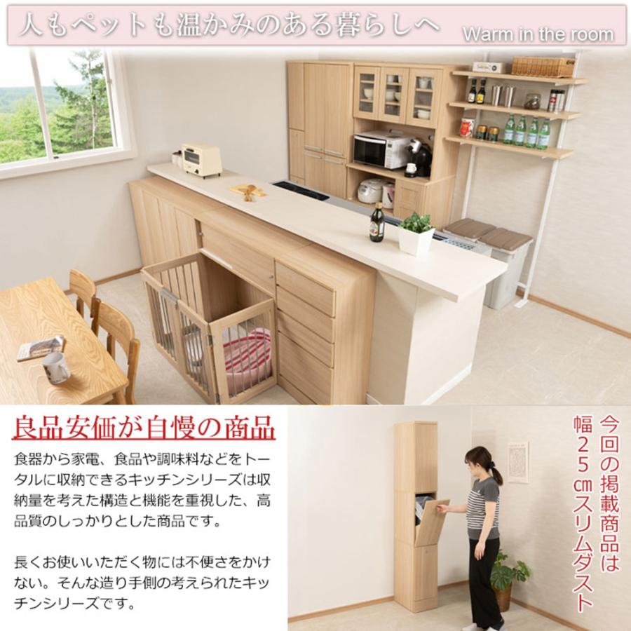 【まるぽんさん】ナチュラル　ゴミ箱付きキッチンすき間収納庫 幅39奥行45高さ88cm］分別ゴミ箱付きすき間収納庫 2分別 日本製 通販