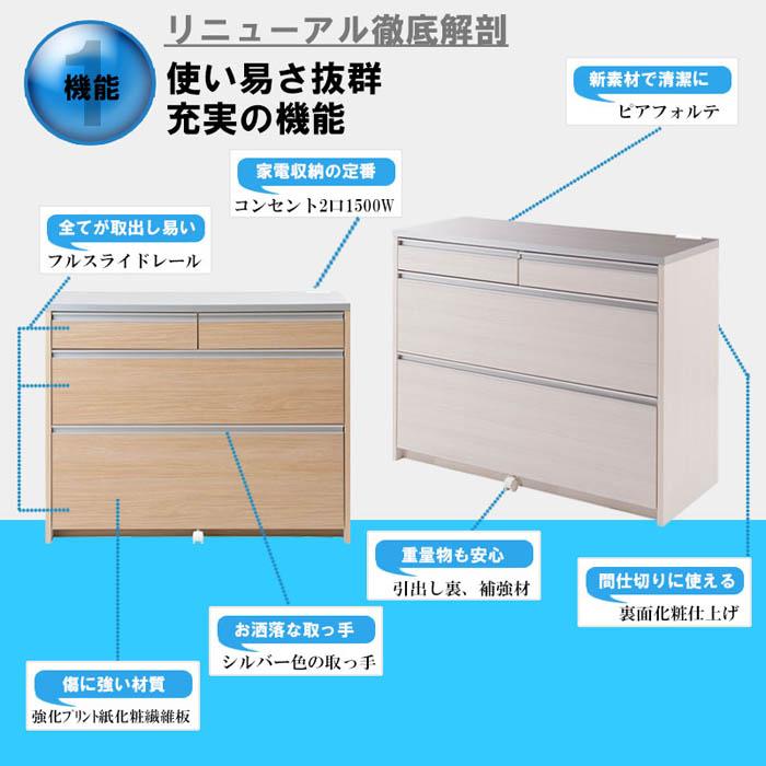 キッチンカウンター 幅110.5cm 引き出し コンセント キッチンボード キッチン収納 リビング収納 収納 キッチン カウンター 木目調 日本製 完成品 ir-0011-0017
