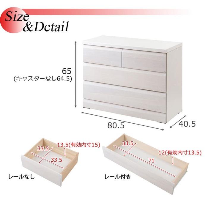 クローゼットチェスト キャスター付き 3段 幅80.5×奥行40.5×高さ65cm