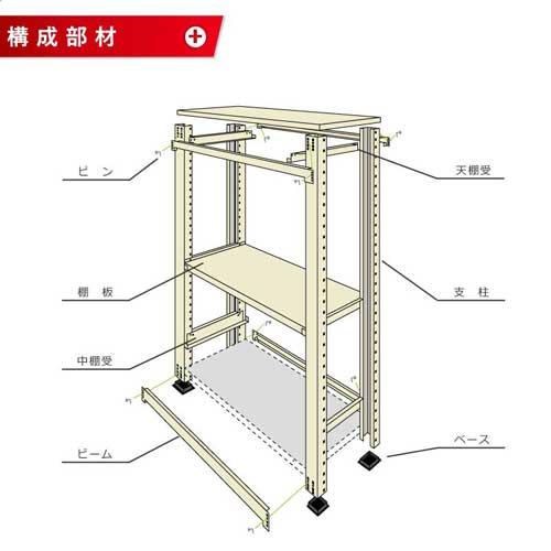 連結用 スチールラック 幅150×奥行60×高さ180cm 4段 150kg/段 ボトルレス 軽量ラック 中軽量ラック 軽中量 業務用 スチール棚 オープンラック 58165404123_1