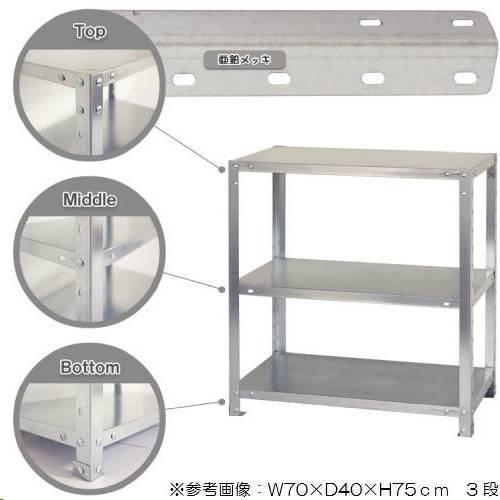 キタジマ スチールラック 幅80×奥行20×高さ75cm 3段 40kg/段 スリム