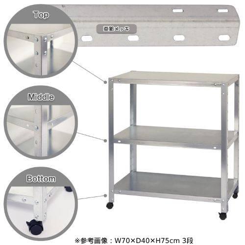 キタジマ スチールラック 幅80×奥行45×高さ78.5cm 3段 80kg/全