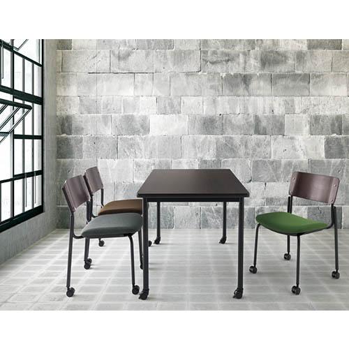 法人限定 ミーティングチェア 2脚セット 布張り オフィスチェア 会議チェア ミーティング オフィス キャスター脚 スチールパイプ 完成品 肘無し TK352-MYCS