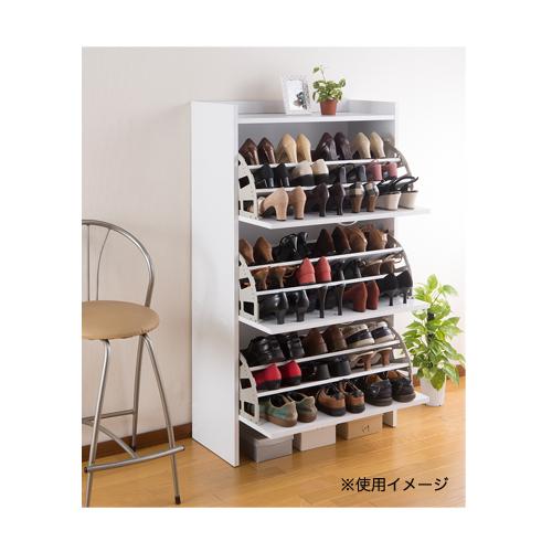シューズボックス 3段 幅75×奥行30×高さ133.3cm 36足収納 木製ラック シューズラック 下駄箱 靴収納 玄関収納 収納家具 FMSH-1003の画像