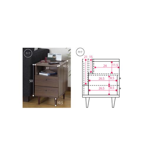 サイドテーブル サイドラック マガジンラック付き 収納付きテーブル ベッドサイド ソファサイド 収納家具 寝室 リビング インテリア LTSH-350｜lookit｜02