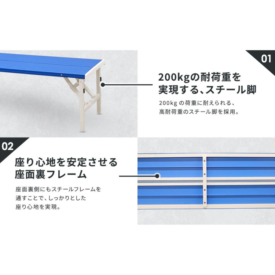 LOOKIT（ルキット） カラーベンチ 折りたたみ 背なし 幅1800mm 樹脂