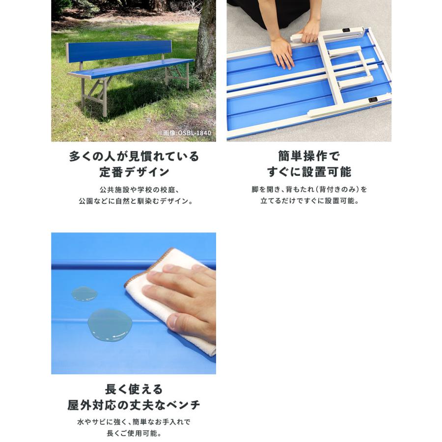 LOOKIT（ルキット） カラーベンチ 折りたたみ 背なし 幅1800mm 樹脂