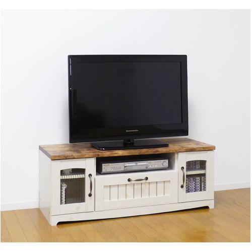 テレビ台 テレビボード 木目調 カントリースタイル クロスガラス 小物