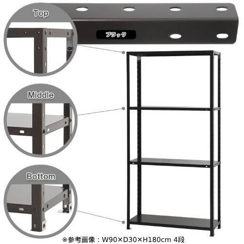 スチールラック 幅90×奥行40×高さ180cm 4段 40kg/段 スリムラック 軽量ラック 業務用 収納棚 スチール棚 物品棚 オープンラック 店舗 倉庫 整理棚 NSTR-666_3