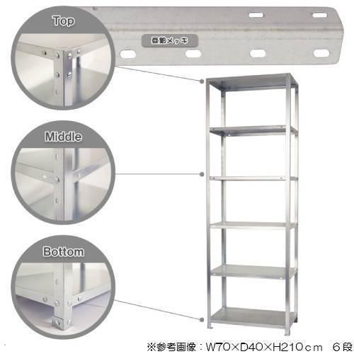 スチールラック 幅60×奥行40×高さ210cm 6段 40kg/段 スリムラック 軽量ラック 業務用 収納棚 スチール棚 物品棚 オープンラック 店舗 倉庫 整理棚 NSTR-736の画像